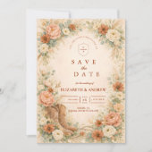 Rustikale westliche Blumenbogenhochzeit Save The Date (Vorderseite)