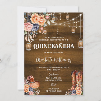 Rustikale westliche Quinceañera Einladung