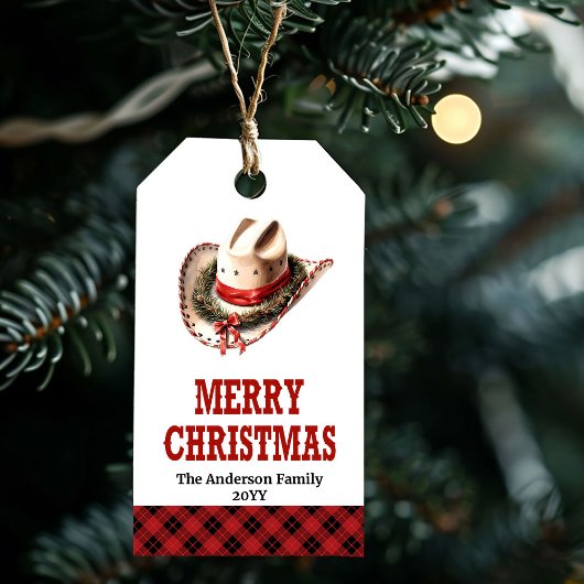 Rustikale westliche Weihnachtsgeschenkkarte mit Co Geschenkanhänger