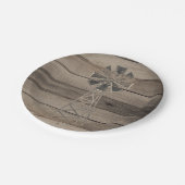 Rustikale Wetterwettermühle Pappteller (Schrägansicht)