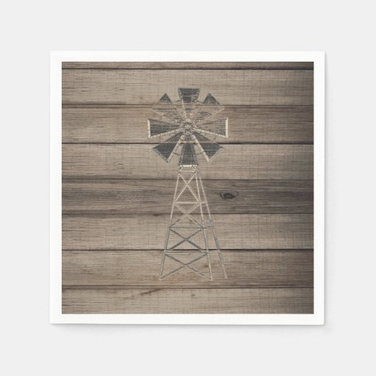 Rustikale Wetterwettermühle Serviette (Vorderseite)