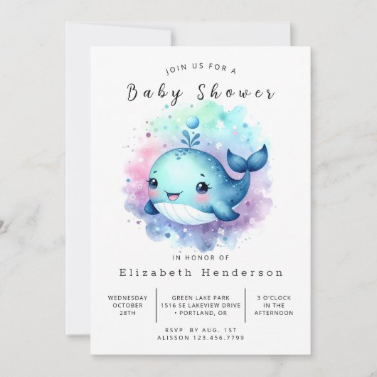 Rustikale Whale Baby-Dusche Einladung (Vorderseite)