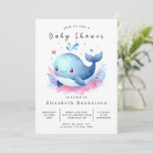 Rustikale Whale Baby-Dusche Einladung (Stehend Vorderseite)