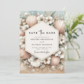Rustikale Whimsical Beach Hochzeit Save The Date (Stehend Vorderseite)