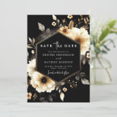 Rustikale Whimsical Gold und Black Wedding Save The Date (Stehend Vorderseite)