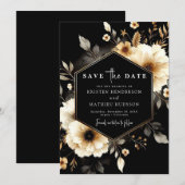 Rustikale Whimsical Gold und Black Wedding Save The Date (Vorne/Hinten)