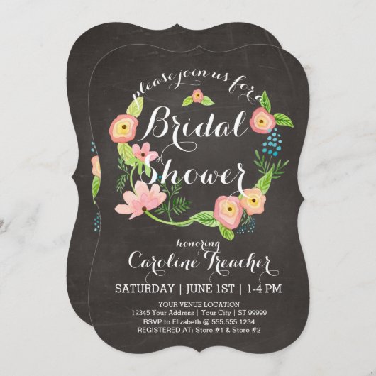 Rustikale Whimsical Granny Chic Hipster Chalkboard Einladung (Vorne/Hinten)