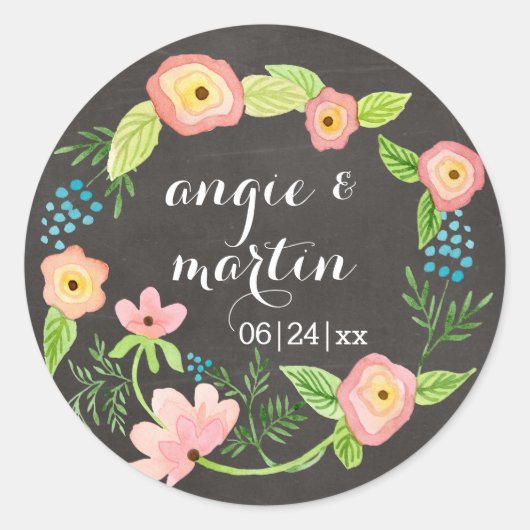 Rustikale Whimsical Granny Chic Hipster Chalkboard Runder Aufkleber (Vorderseite)