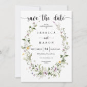 Rustikale Whimsikäre Wildblumen, die das Datum sic Einladung (Vorderseite)