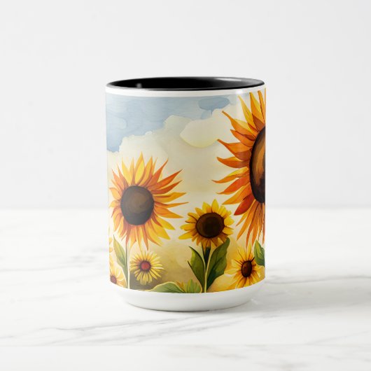 Rustikale Whimsikfarben Sonnenblumen Mama Tasse (Zentrum)