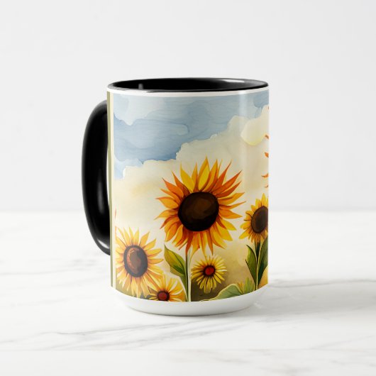 Rustikale Whimsikfarben Sonnenblumen Mama Tasse (Vorderseite Links)
