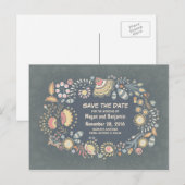 Rustikale Whimsikfloral Save the Date Ankündigungspostkarte (Vorne/Hinten)