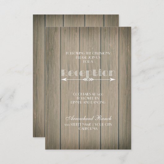 Rustikale Whimsy-Empfang-Karte Begleitkarte (Vorne/Hinten)