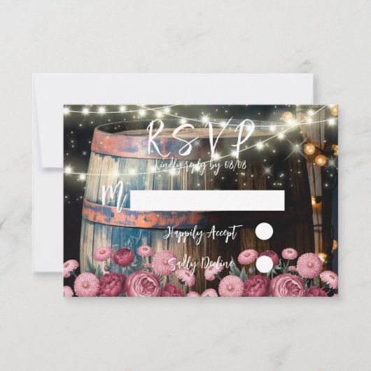 Rustikale Whiskey-Ehe im Freien RSVP Karte (Vorderseite)