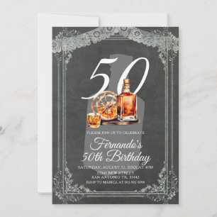 Rustikale Whiskey-Flasche 50. Geburtstag Erwachsen Einladung
