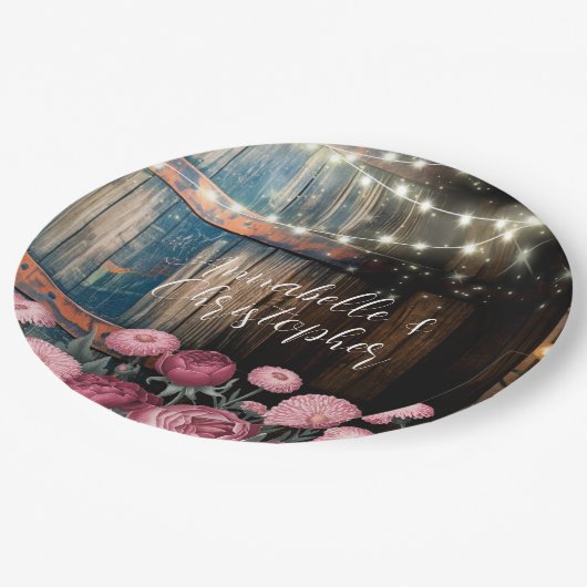 Rustikale Whisky-Eichel-Hochzeit im Freien Pappteller (Schrägansicht)