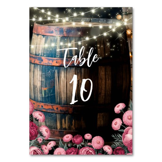 Rustikale Whisky-Eichel-Hochzeit im Freien Tischnummer (Rückseite)