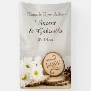 Rustikale White Daisies Woodland Wedding Banner