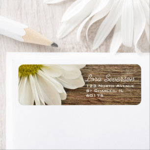Rustikale White Daisy Brown Barn Wood Rücksendeadr