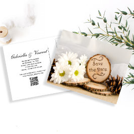 Rustikale White Daisy Woodland Wedding rettet das  Ankündigungspostkarte