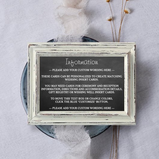 Rustikale White Frame & Chalkboard Hochzeitskollek Begleitkarte
