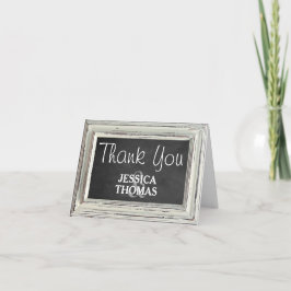 Rustikale White Frame & Chalkboard Hochzeitskollek Dankeskarte