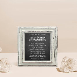 Rustikale White Frame & Chalkboard Hochzeitskollek Einladung
