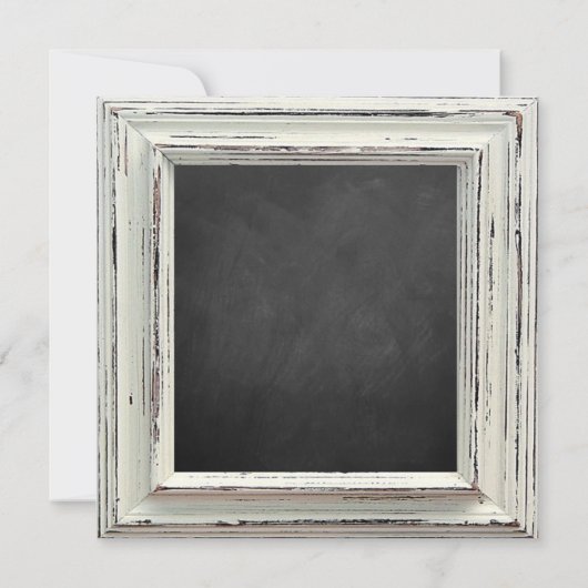 Rustikale White Frame & Chalkboard Hochzeitskollek Einladung (Rückseite)