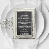 Rustikale White Frame & Chalkboard Hochzeitskollek Menükarte