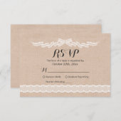Rustikale White Lace Linen Wedding RSVP Replik Car (Vorne/Hinten)