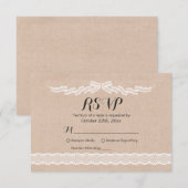 Rustikale White Lace Linen Wedding RSVP Replik Car Karte (Vorne/Hinten)