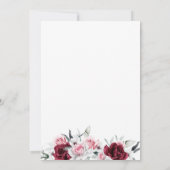 Rustikale White Maroon Rose Blumenhochzeit Einladung (Rückseite)
