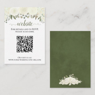 Rustikale White Roses Wedding Website QR Code Begleitkarte