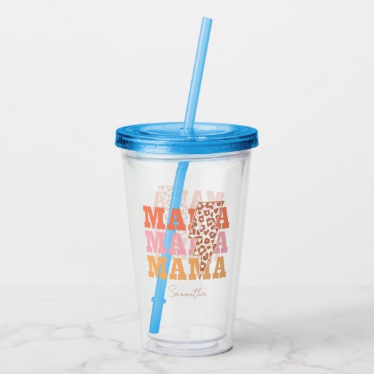 Rustikale Wiederholung "Mama" Acryltrinkbecher (Rückseite)