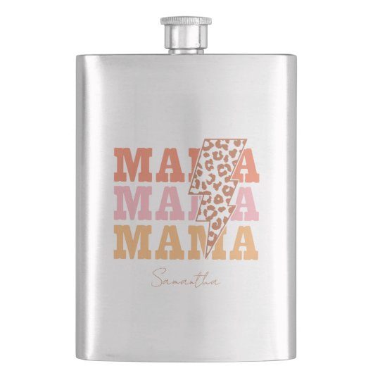 Rustikale Wiederholung "Mama" Flachmann (Vorderseite)