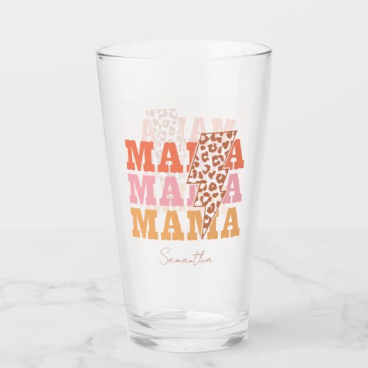 Rustikale Wiederholung "Mama" Glas (Vorderseite)