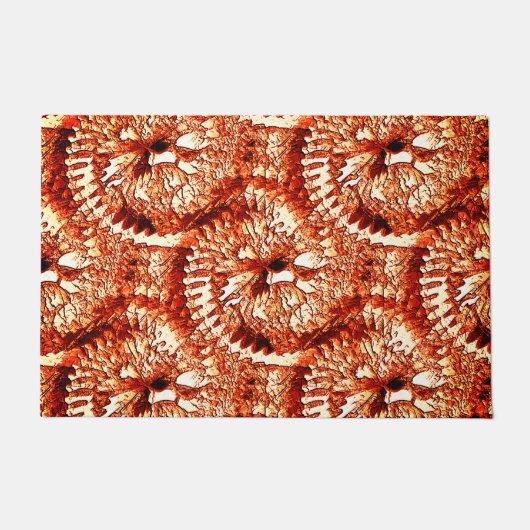 Rustikale Wiederholung rötlicher Korallenrosetten Fußmatte (Vorderseite)
