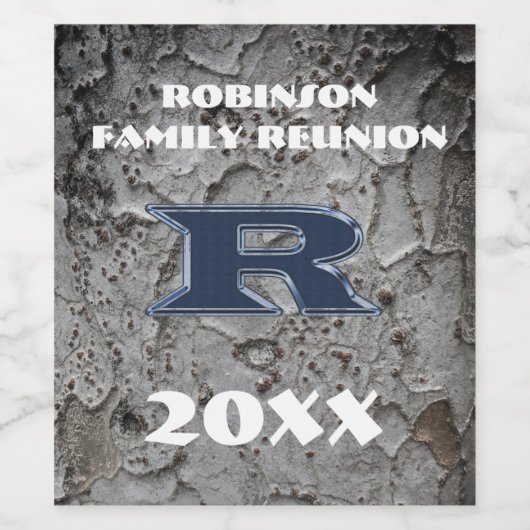 Rustikale Wiedersehen Blue Letter R Monogram Weinetikett (Einzelnes Label)