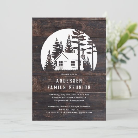 Rustikale Wiedersehen Rustikale Holzhütte Einladung (Stehend Vorderseite)