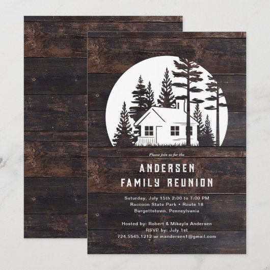 Rustikale Wiedersehen Rustikale Holzhütte Einladung (Vorne/Hinten)