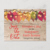 Rustikale Wiedersehen Save the Date Herbstrückgäng Ankündigungspostkarte (Vorderseite)