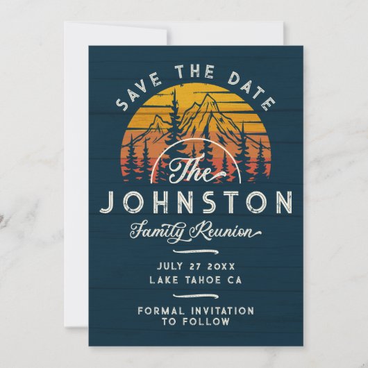 Rustikale Wiedersehen Save the Date Retro Sunset (Vorderseite)