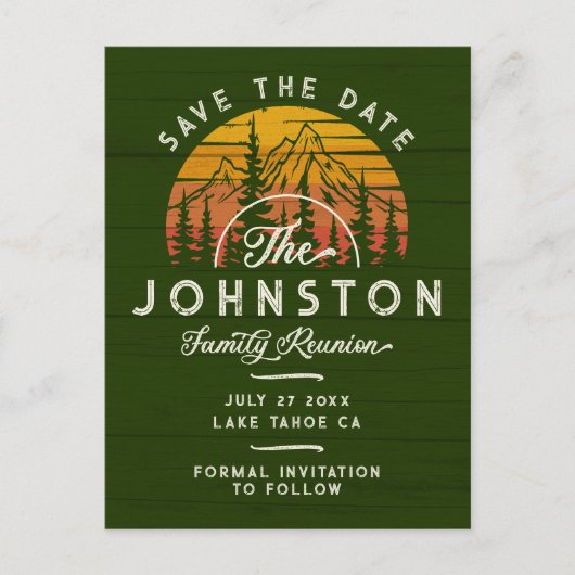 Rustikale Wiedersehen Save the Date Retro Sunset Postkarte (Vorderseite)