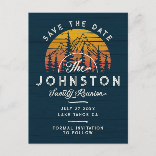 Rustikale Wiedersehen Save the Date Retro Sunset Postkarte (Vorderseite)