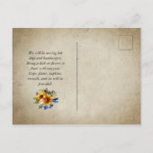 Rustikale Wiedersehen Sonnenblumenbaum Slice Einladungspostkarte (Rückseite)