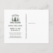 Rustikale Wiedersehen-Waldbäume SAVE THE DATE Einladungspostkarte (Rückseite)