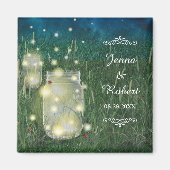 Rustikale Wiese Sommer Nacht Mason Jar und Firefre Magnet (Vorne)