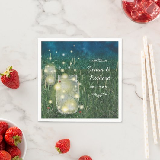 Rustikale Wiese Sommer Nacht Mason Jar und Firefre Serviette (Beispiel)