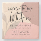 Rustikale WiFi Details Abstrakte Formen Blätter Steinuntersetzer (Vorderseite)