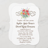 Rustikale, wild lebende Blume Herz Hochzeit Einladung (Vorne/Hinten)